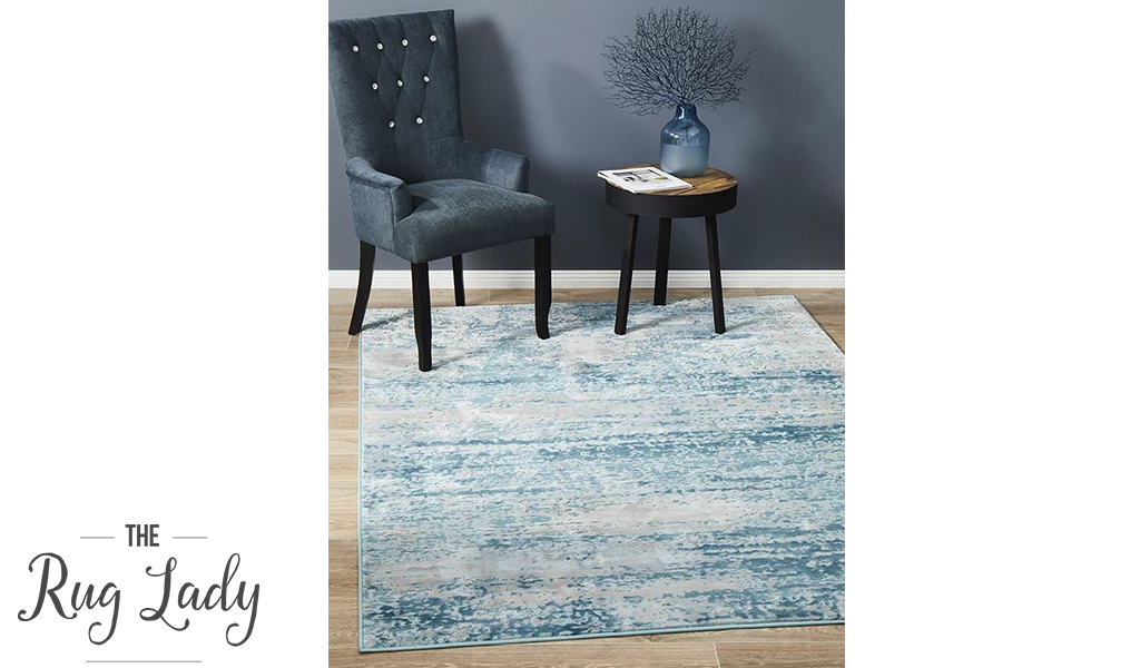 a blue area rug