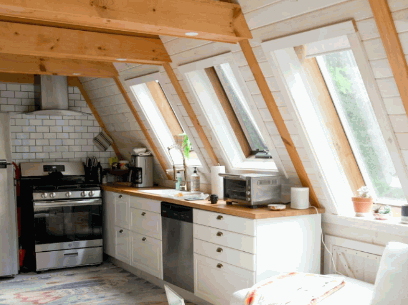 A dormer loft conversion with kitchen